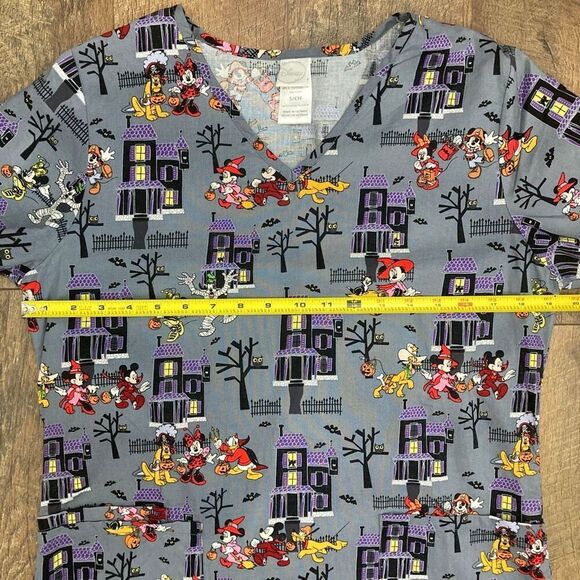 Disney Mickey Mouse Halloween Scrubs Medical Uniform Top 100% Cotton Women’s S - Picture 12 of 13